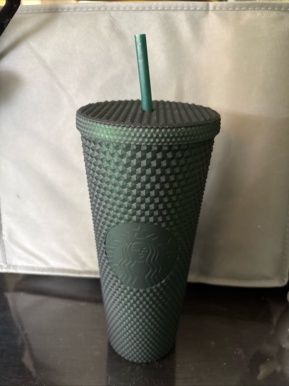 Starbucks Matte Forest Green Studded Cold Cup with Matching Straw
